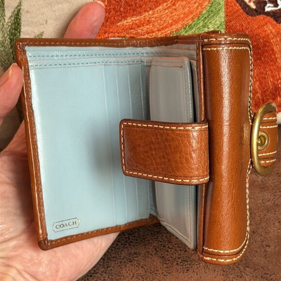 COACH BLEECKER TATTERSALL MULTICOLOR LEATHER BUCKLE FRENCH PURSE WALLET 40946 - Picture 17 of 17